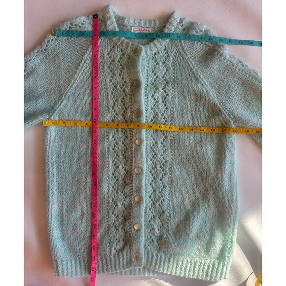 VTG Handmade  M (est) Cardigan Mint Green Button Front Cottage Core - Picture 7 of 7